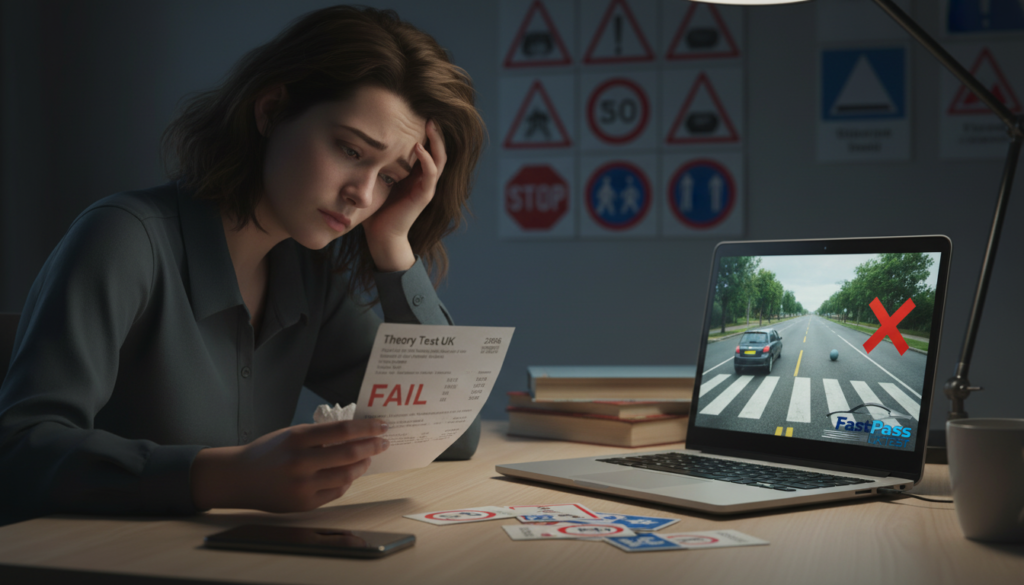 fail theory test UK 2026 learner checking result and preparing again