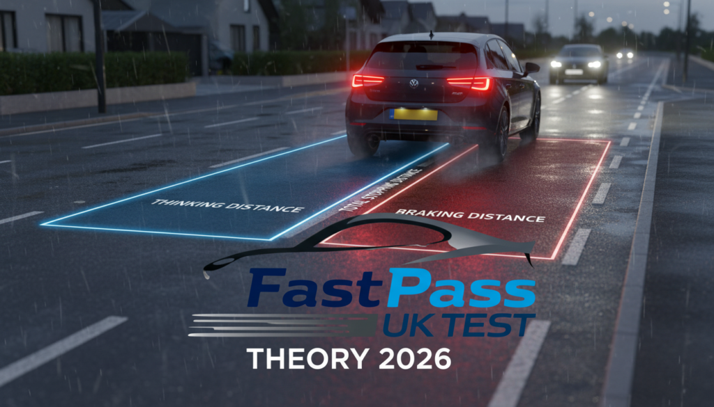 stopping distances theory test 2026 diagram showing thinking and braking distance